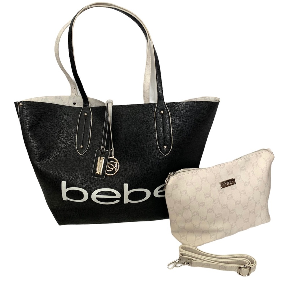 Bebe Linda Tote & Crossbody Reversible Black